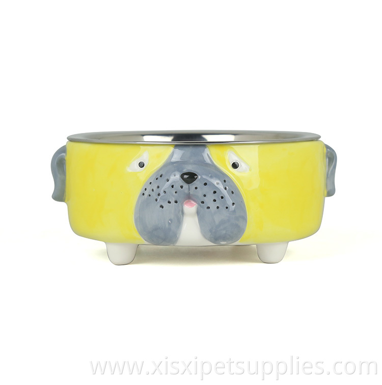 Pet Supplier OEM ODM Ceramic Holder Metal Pet Feeding Dog Bowl